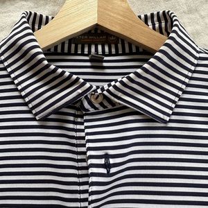 Peter Millar Navy Striped Golf Polo
